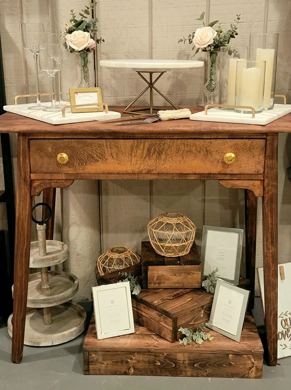 Wooden table Antique small w gold.jpg